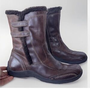 Vintage 90s Y2K Aldo Lamarr Brown Lined Faux Fur Ankle Boots Booties Shoes 37